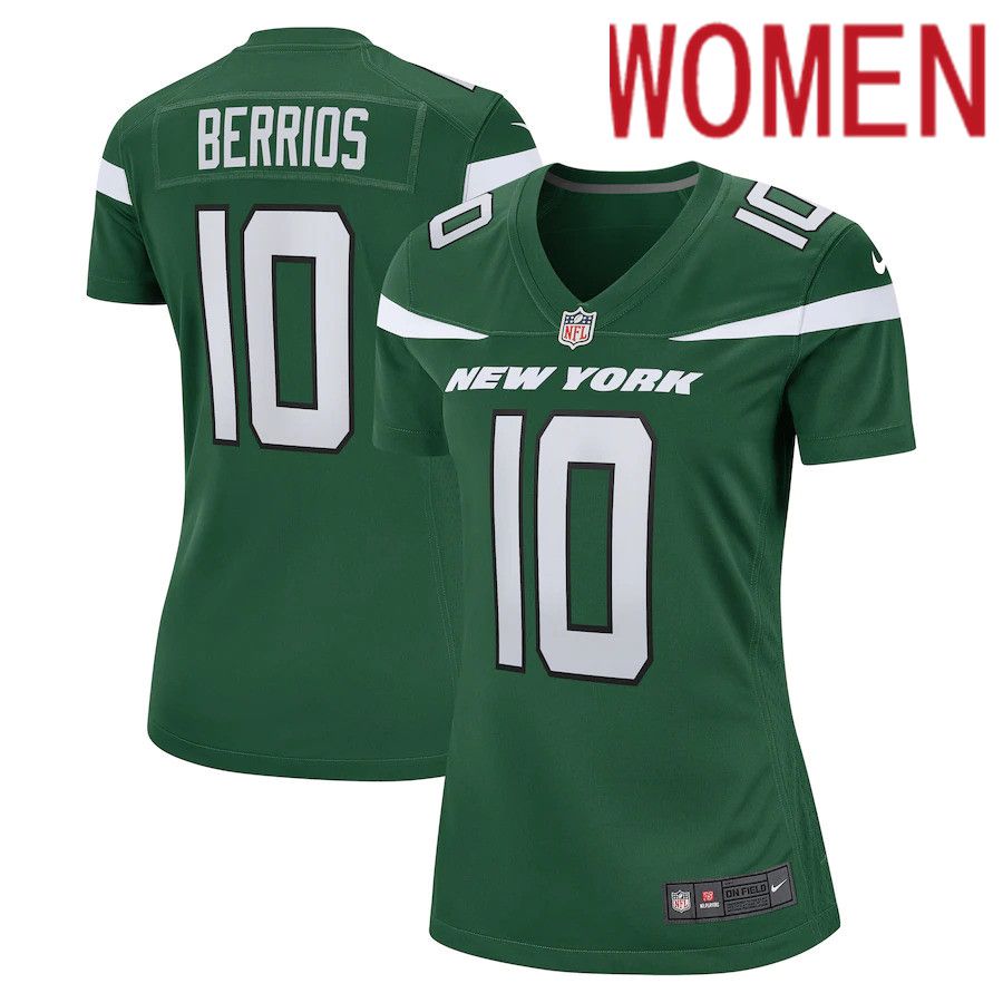 Women New York Jets 10 Braxton Berrios Nike Gotham Green Game NFL Jersey
